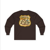 Legends of Route 66 100th Anniversary Iconic Highway Shield Design Cotton Front and Back Printed Tee - Long Sleeve
