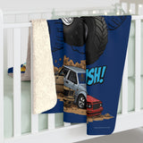 BIGFOOT 4X4X4® "Vroom! Crush!" 50x60 USA-Made Sherpa Blanket — Ultra-Soft Plush Throw