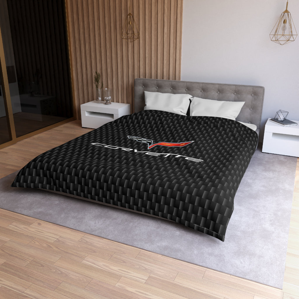Corvette C6 Black Microfiber Carbon Duvet Cover – Sleek Style for Car Lovers