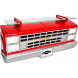 Sunbeltgifts 1985 Chevrolet C10 Truck Wall Shelf, Red, 19.30x5.70x8.10 inches, Tempered Glass, Battery Powered LED Headlights, Car Enthusiast Gift, Classic Truck Decor, Chevy Collector Item