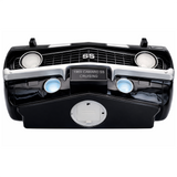 Sunbeltgifts 1969 Chevrolet Camaro SS Floating Wall Shelf, Black with White Stripes, 19.5x6x8 inches, Tempered Glass, Battery Powered LED Headlights, Chevy Car Lovers Decor, Muscle Car Fan Gift Idea