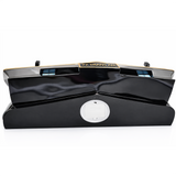 Sunbeltgifts 1977 SE Pontiac Trans AM Wall Floating Shelf, Black and Golds, 19x7.1x7.2 inches, Tempered Glass, Battery Powered LED Headlights, Car Enthusiast Gift, Classic Car Decor, Pontiac Collector