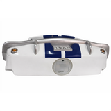 Sunbeltgifts 1966 Carroll Shelby GT350 Floating Shelf, White with Blue Stripes, 19.7x5.9x7.9 inches, Tempered Glass, LED Headlights, Automotive Wall Decor, Shelby Lover Gift, Vintage Car Enthusiast