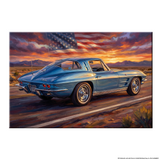 Corvette C2 Rearview Highway Canvas Wall Art