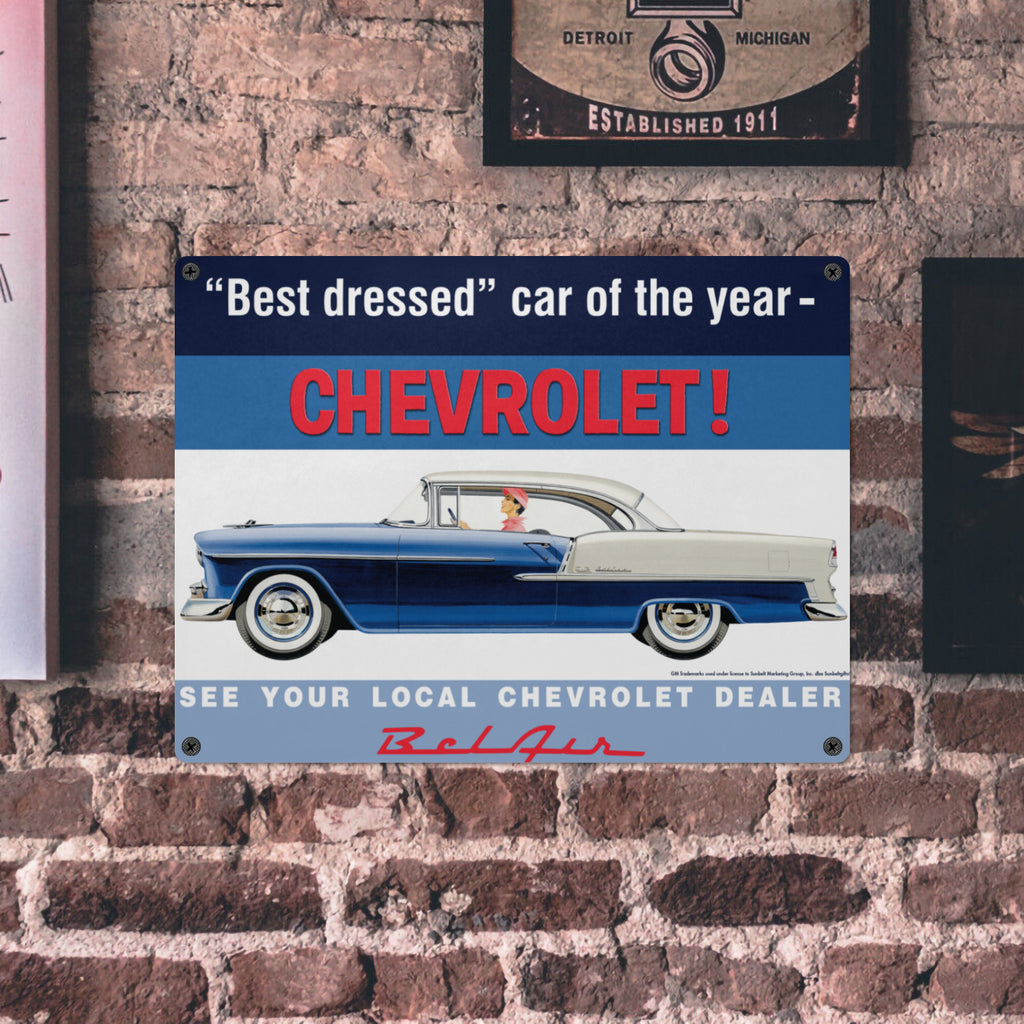 Chevrolet Bel Air  16"x12" Tin Sign – Classic Vintage Car Wall Art, Classic Muscle Car Decor for Garage, Man Cave, Bar, or Home