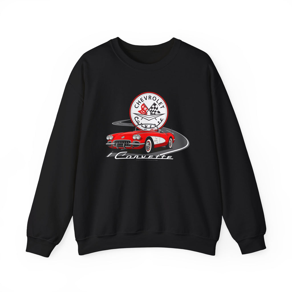 C1 Corvette Emblem & Track Cotton Blend Sweatshirt – Legends of the Road, Perfect for the Corvette Plan