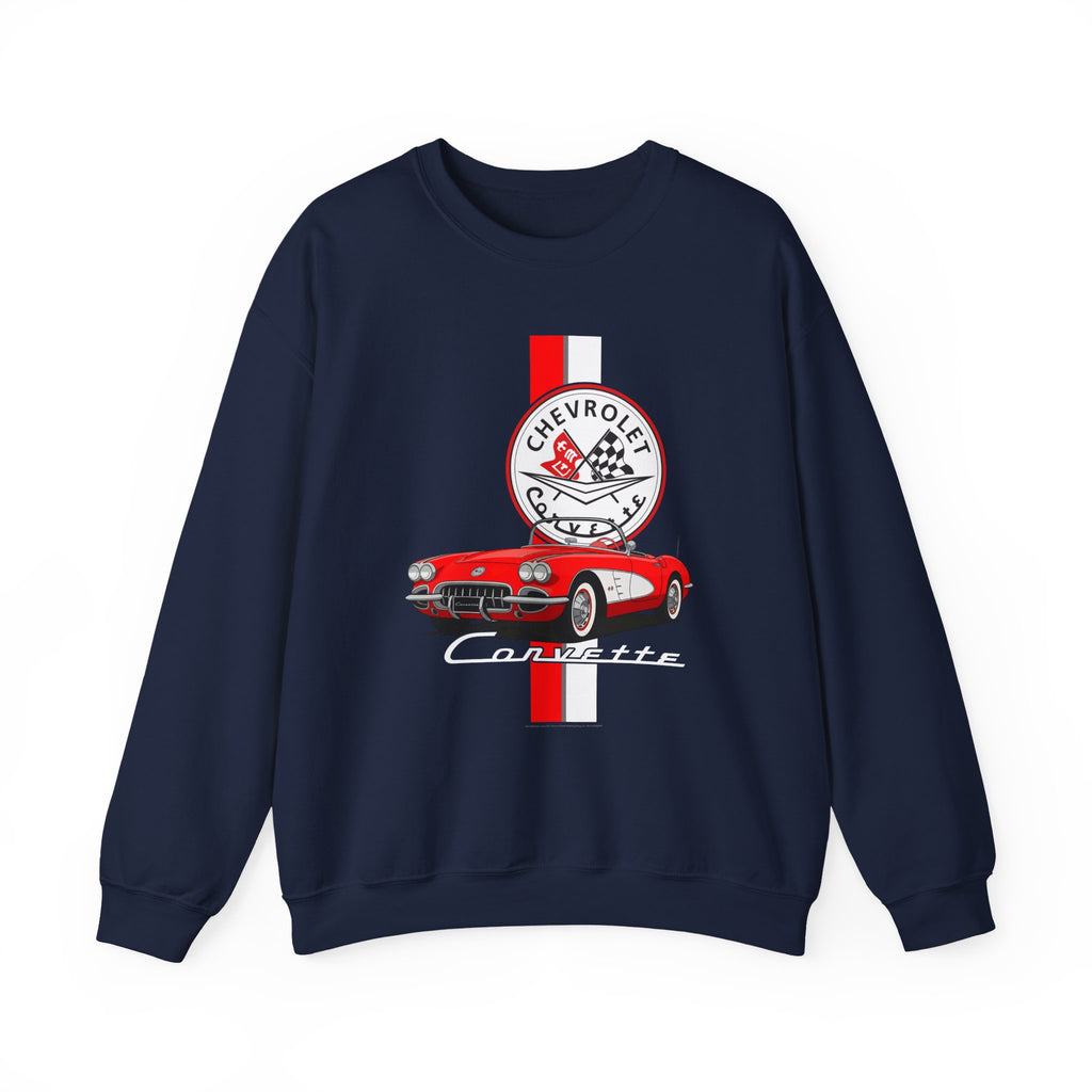 C1 Corvette Vertical Stripe Emblem Cotton Blend Sweatshirt – Legends of the Road, Perfect for the Corvette Fan