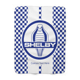 Shelby Retro Cobra Checkered blue Personalized Sherpa Fleece Blanket