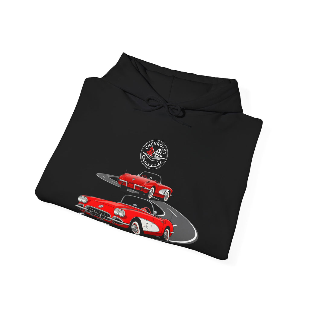 C1 Corvette Dual View Cotton Blend Hooded Sweatshirt – Legends of the Road, Perfect for the Corvette Fan