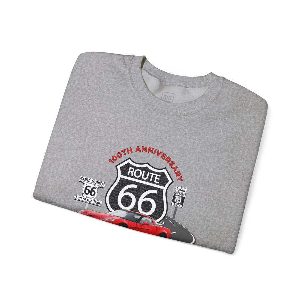 C6 Corvette Route 66 100th Anniversary Cotton Blend Sweatshirt – Legends of the Road, Perfect for the Corvette Fan