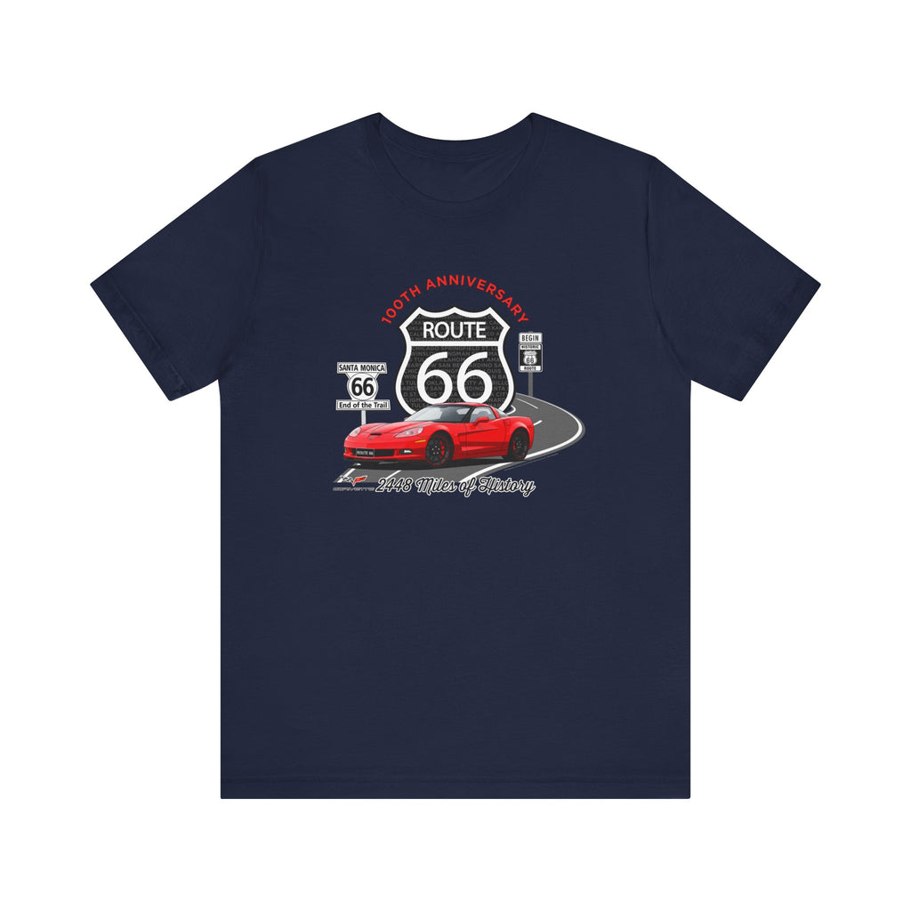 C6 Corvette Route 66 100th Anniversary Short Sleeve Tee – Legends of the Road, Perfect for the Corvette Fan