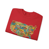 Legends of Route 66 100th Anniversary USA Map Personalized Fleece Crewneck Sweatshirt