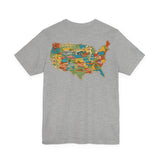 Legends of Route 66 100th Anniversary Landmark Map Design Cotton Front and Back Printed Short Sleeve Tee