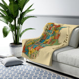 Legends of Route 66 100th Anniversary Personalized Sherpa Blanket – Vintage Map Design | 50" x 60" Cozy Throw