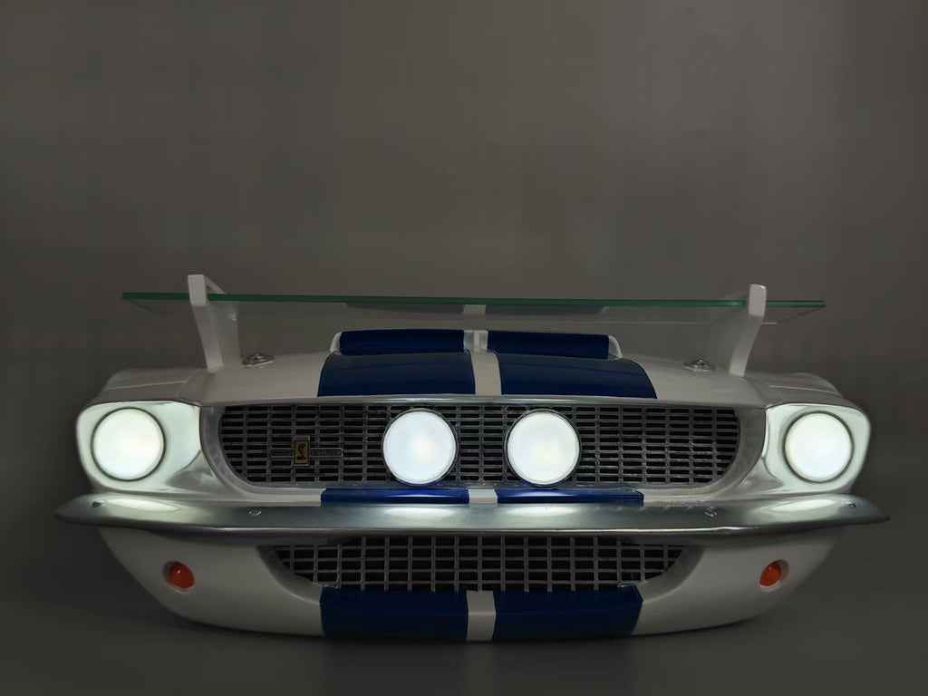 1967 Carroll Shelby GT500 Blue and White Wall Shelf, LED Lights,