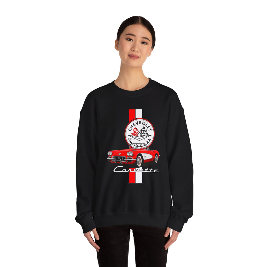 C1 Corvette Vertical Stripe Emblem Cotton Blend Sweatshirt – Legends of the Road, Perfect for the Corvette Fan