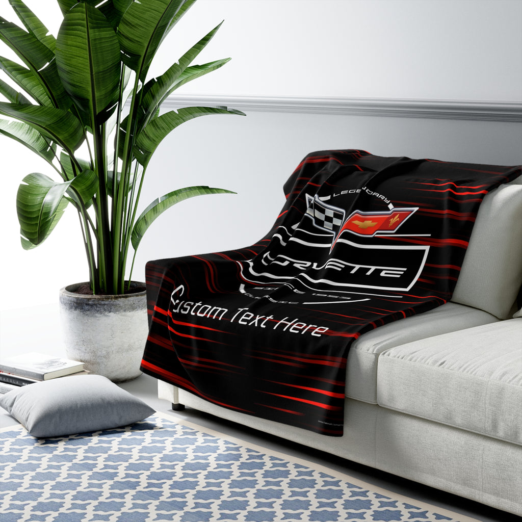 Personalized C6 Corvette Racing Speed Lines Decorative Sherpa Blanket, Perfect for Chilly Days