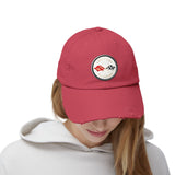 Corvette C1 Flag Logo Distressed Cap, One size adjustable hideaway strap.