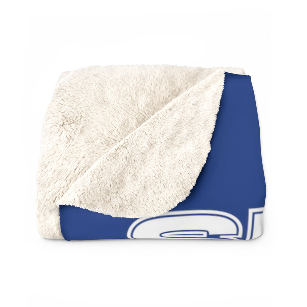 Personalisierte Decke aus Sherpa-Fleece mit Shelby-Cobra-Streifen, Blau