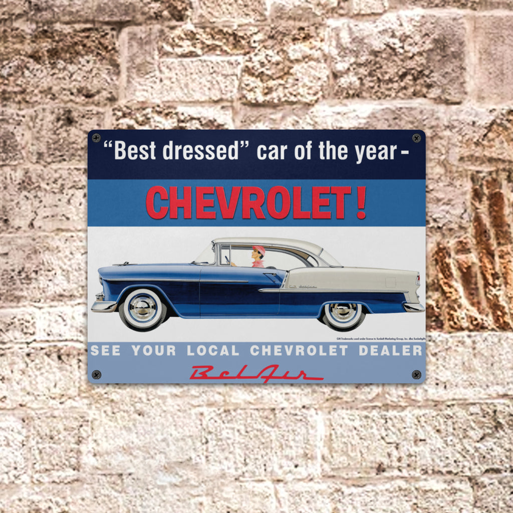 Chevrolet Bel Air  16"x12" Tin Sign – Classic Vintage Car Wall Art, Classic Muscle Car Decor for Garage, Man Cave, Bar, or Home
