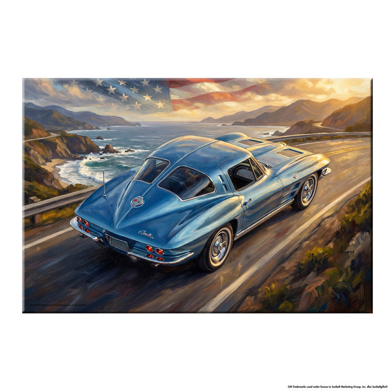Corvette C2 Rearview Pacific Coast Highway Canvas Wall Art