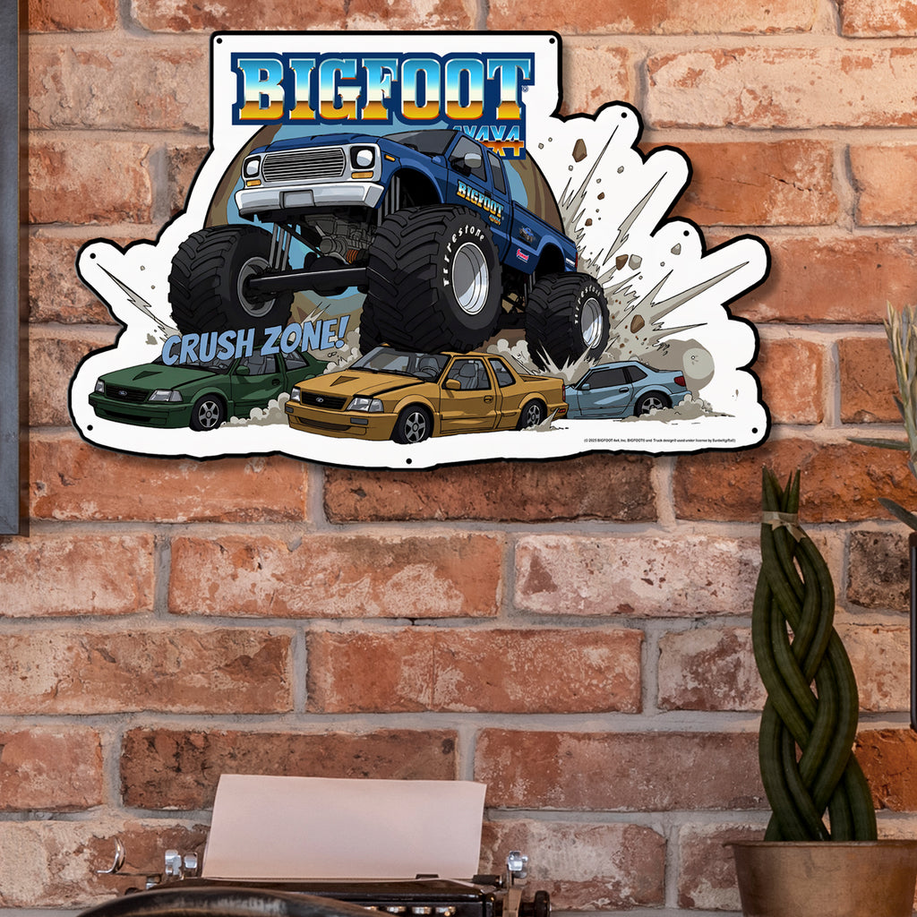 BIGFOOT® 4x4 USA-Made Die Cut Steel Wall Décor – Crush Zone! The Original Monster Truck (Available in 2 Sizes)
