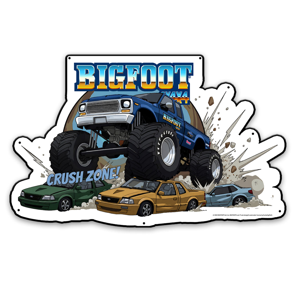 BIGFOOT® 4x4 USA-Made Die Cut Steel Wall Décor – Crush Zone! The Original Monster Truck (Available in 2 Sizes)