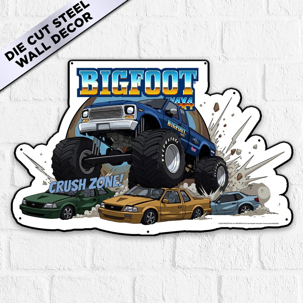 BIGFOOT® 4x4 USA-Made Die Cut Steel Wall Décor – Crush Zone! The Original Monster Truck (Available in 2 Sizes)