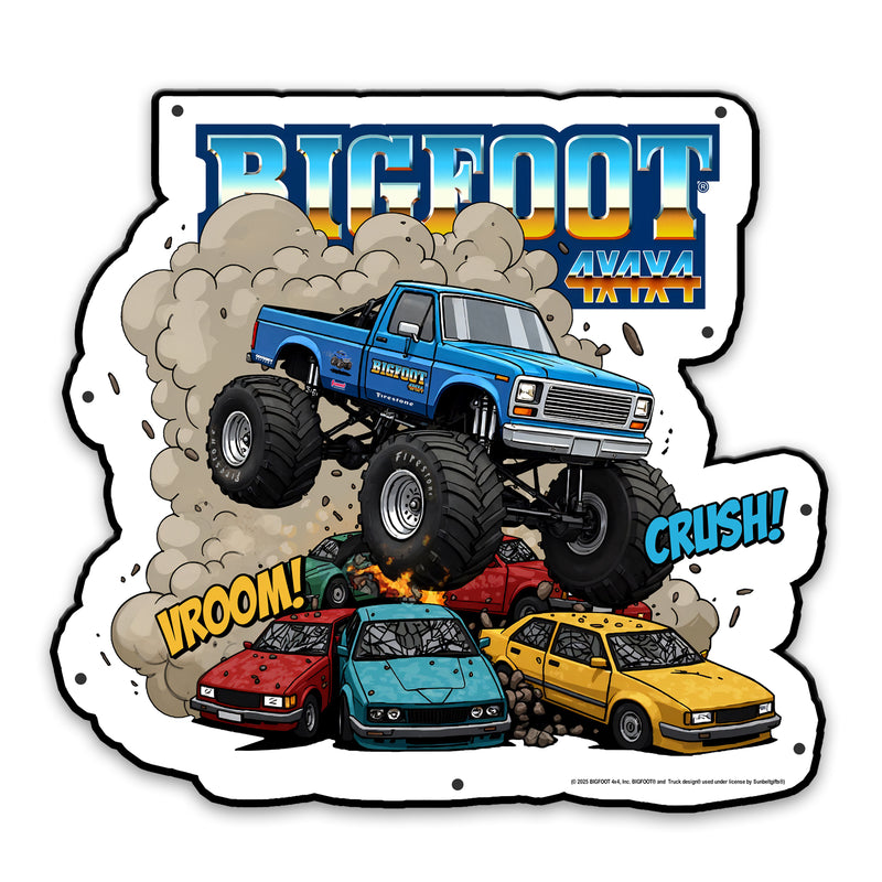 BIGFOOT® 4x4 USA-Made Die Cut Steel Wall Décor – Vroom Crush! The Original Monster Truck (Available in 2 Sizes)