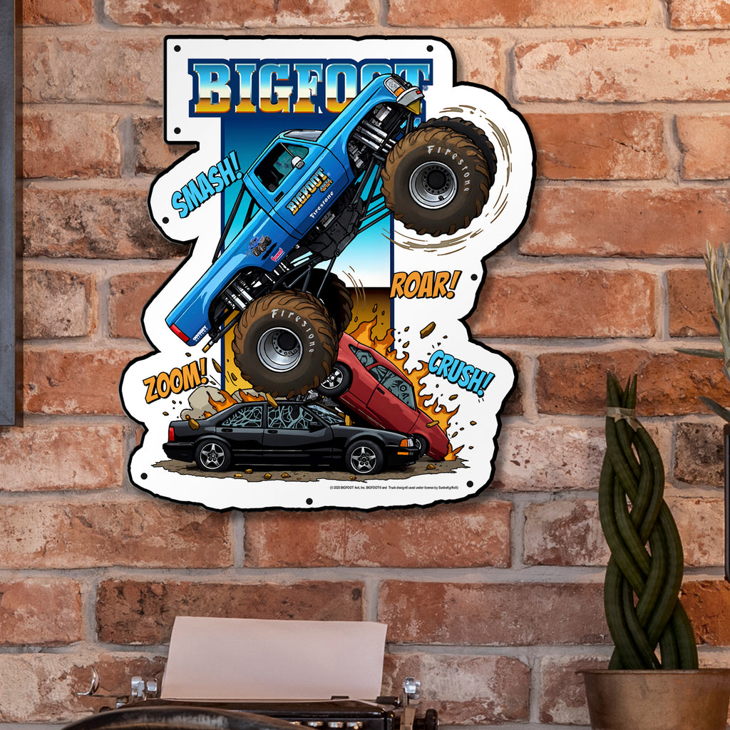 BIGFOOT® 4x4 USA-Made Die Cut Steel Wall Décor – Smash! Roar! Zoom! Crush! The Original Monster Truck (Available in 2 Sizes)