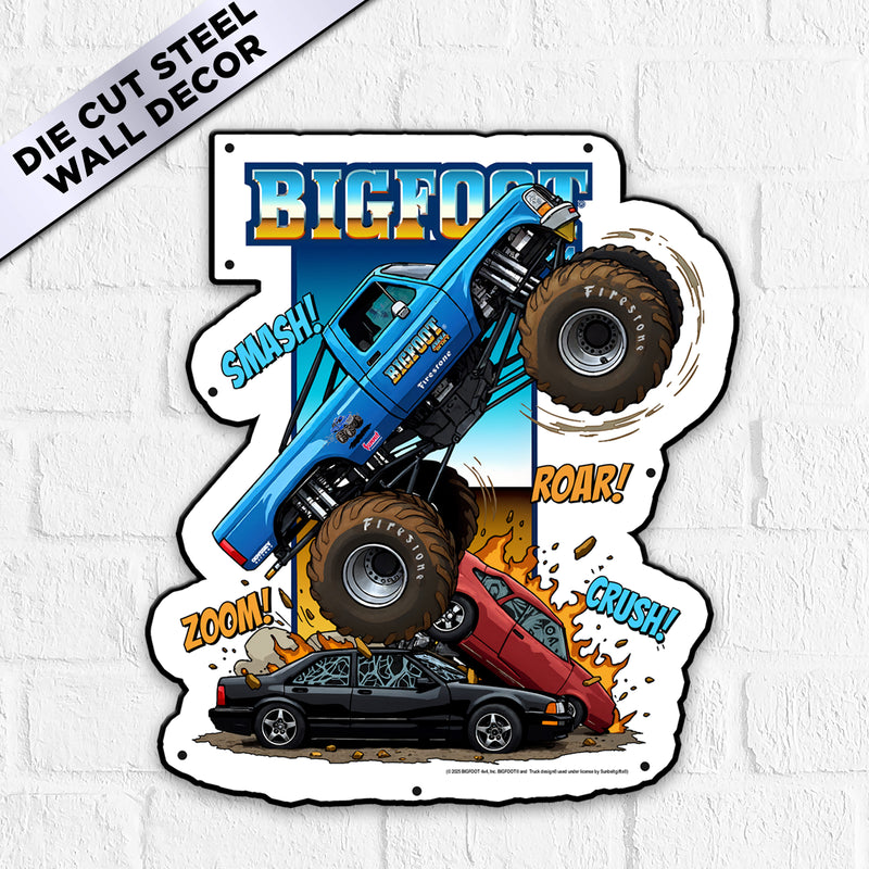 BIGFOOT® 4x4 USA-Made Die Cut Steel Wall Décor – Smash! Roar! Zoom! Crush! The Original Monster Truck (Available in 2 Sizes)
