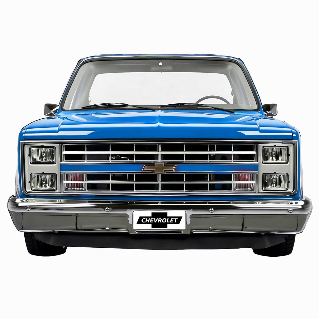 1987 C10 Truck Front-End Metal Wall Decor — Made in US, Available in 2 sizes and 4 Colors