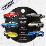 Chevrolet Corvette C1–C6 Round Die-Cut Metal Wall Decor — Made in USA, Available in 2 sizes
