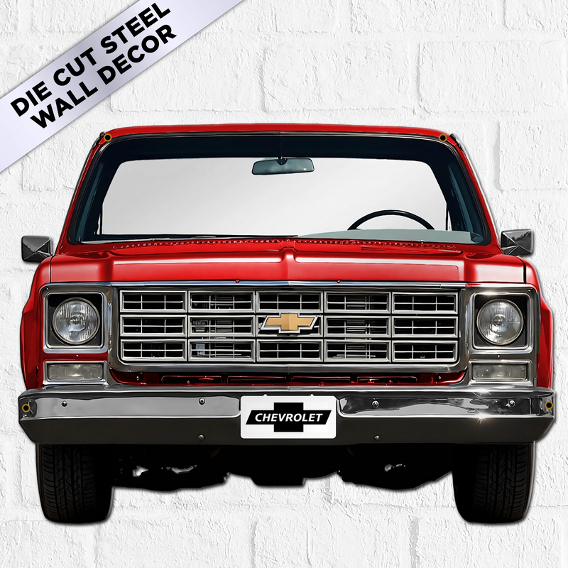 1979 C10 Truck Front-End Metal Wall Decor — Made in USA, Available in 2 sizes and 4 Colors