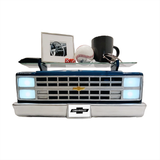 Sunbeltgifts 1985 Chevrolet C10 Truck Wall Shelf, Skyline Blue, 19.30x5.70x8.10 inches, Tempered Glass, Battery Powered LED Headlights, Car Enthusiast Gift, Classic Truck Decor, Chevy Collector Item
