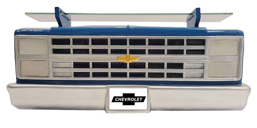 Sunbeltgifts 1985 Chevrolet C10 Truck Wall Shelf, Skyline Blue, 19.30x5.70x8.10 inches, Tempered Glass, Battery Powered LED Headlights, Car Enthusiast Gift, Classic Truck Decor, Chevy Collector Item