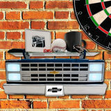 Sunbeltgifts 1985 Chevrolet C10 Truck Wall Shelf, Skyline Blue, 19.30x5.70x8.10 inches, Tempered Glass, Battery Powered LED Headlights, Car Enthusiast Gift, Classic Truck Decor, Chevy Collector Item