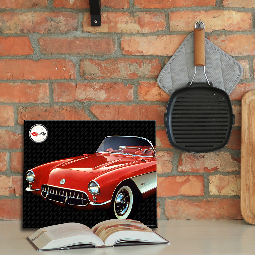 C1 Corvette Glass Cutting Board, Red, 12"x15" Tempered Glass, Made in the USA