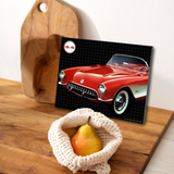 C1 Corvette Glass Cutting Board, Red, 12"x15" Tempered Glass, Made in the USA