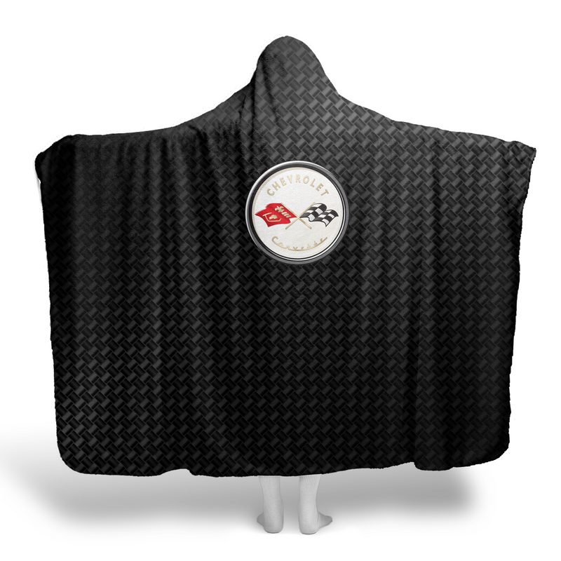 C1 Corvette Hooded Blanket – Carbon Background & Sherpa Fleece, Built for the Drive, Styled for the Chill, 2 sizes