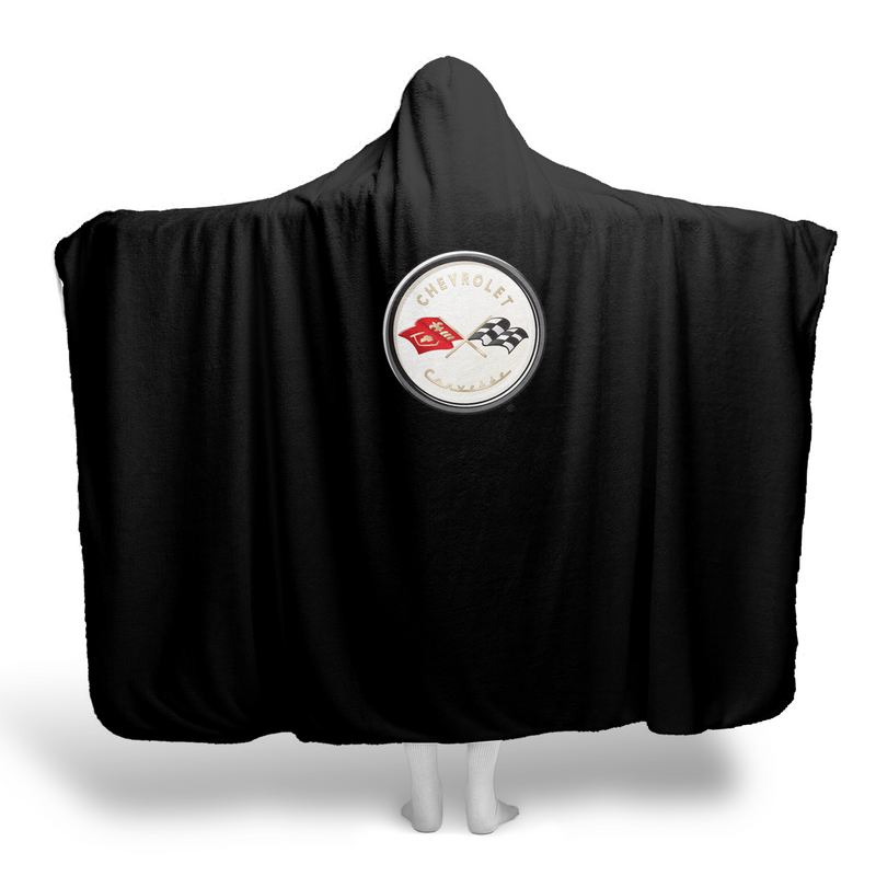 C1 Corvette Hooded Blanket – Solid Black Background & Sherpa Fleece, Built for the Drive, Styled for the Chill, 2 Sizes