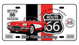 C1 Route 66 100th Anniversary 12" x 6" Wall Decor – Red & White Corvette Edition