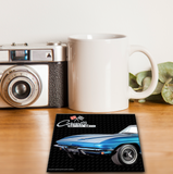 C2 Corvette Ceramic 4x4 inch Coaster Blue, Made in the USA