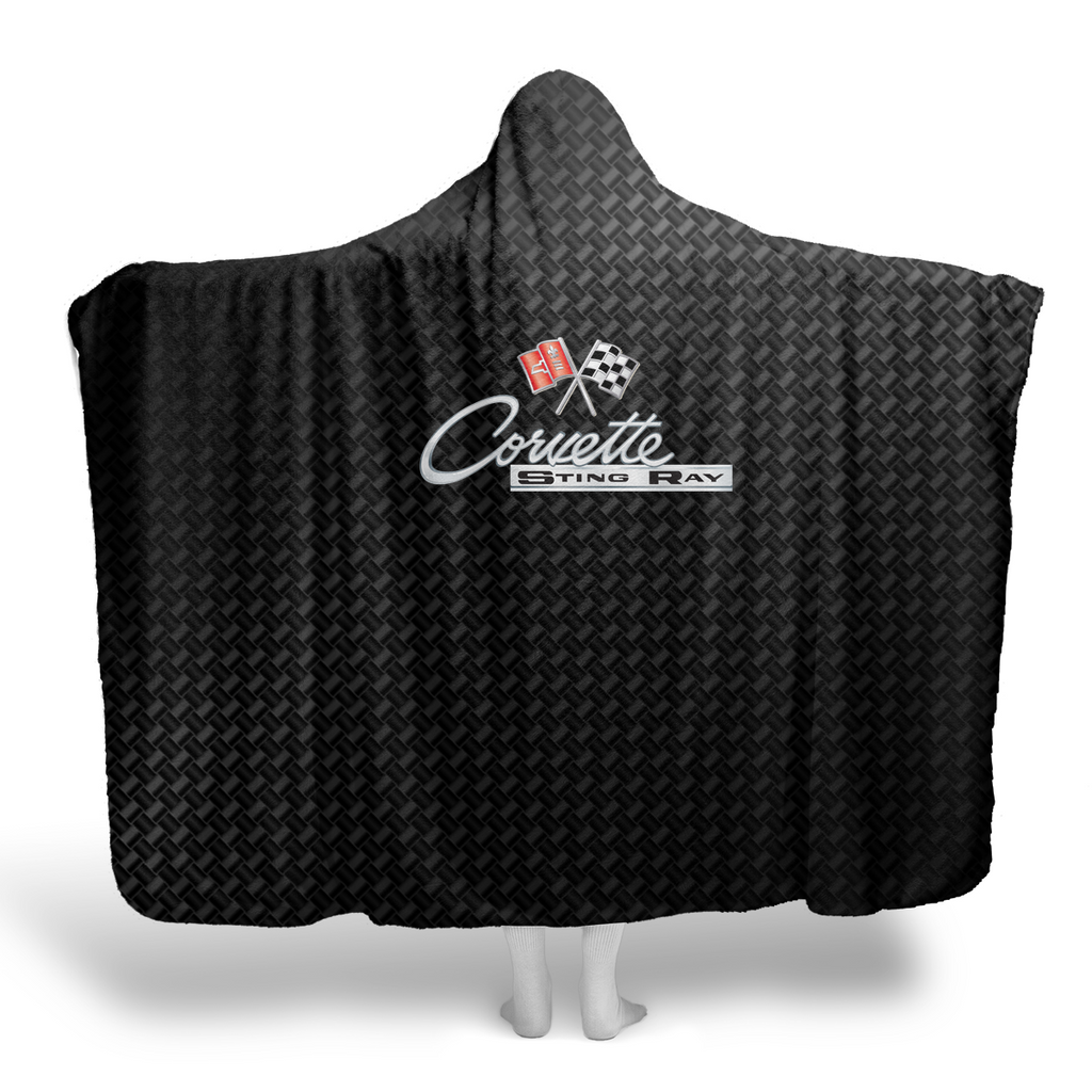 C2 Corvette Hooded Blanket – Carbon Background & Sherpa Fleece, Built for the Drive, Styled for the Chill, 2 sizes