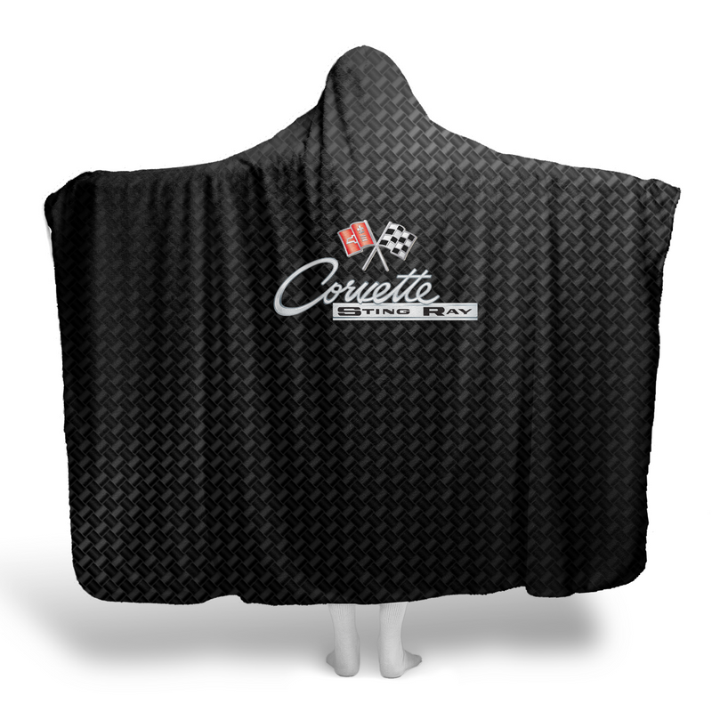 C2 Corvette Hooded Blanket – Carbon Background & Sherpa Fleece, Built for the Drive, Styled for the Chill, 2 sizes