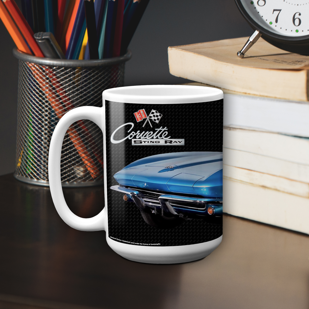 C2 Corvette 15oz Ceramic Mug Blue, Perfect for Corvette Fans, Made in the USA