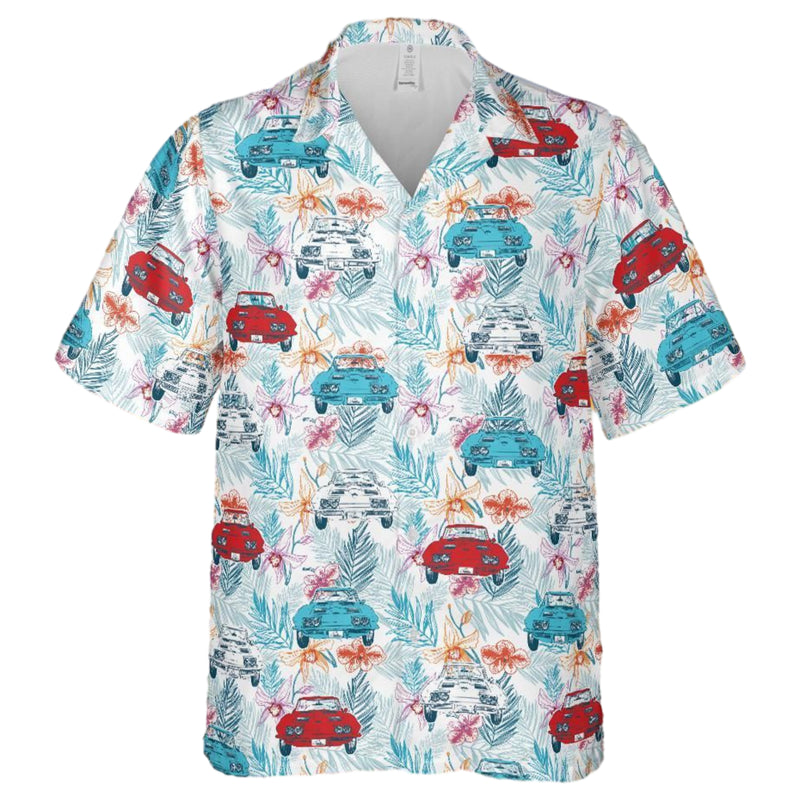 C2 Corvette Men's Multicolor Short Sleeve Front Button Hawaiian Style Shirt