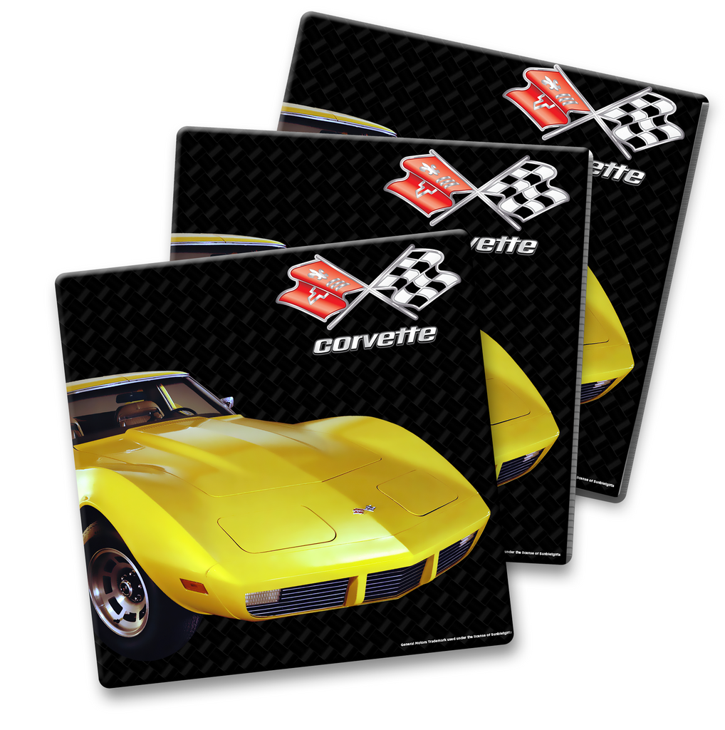 C3 Corvette Ceramic 4x4 inch Coaster Yellow, Made in the USA