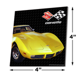 C3 Corvette Ceramic 4x4 inch Coaster Yellow, Made in the USA