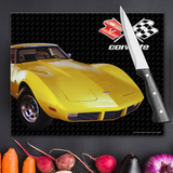 C3 Corvette Glass Cutting Board, Yellow, 12"x15" Tempered Glass, Made in the USA